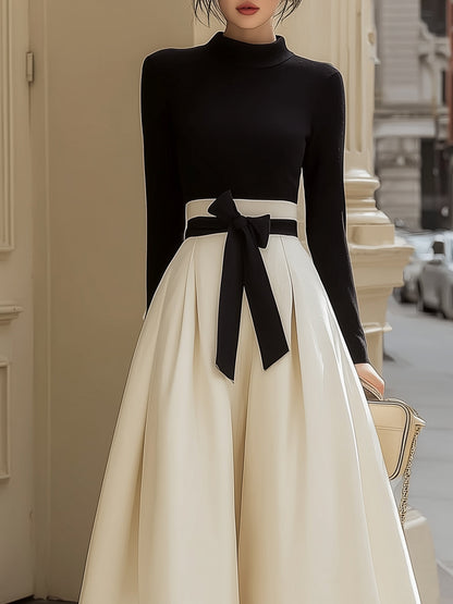 Regara Black Long Sleeve Top Waisted Midi Skirt